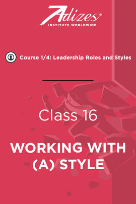 Adizes Live Course on Organizational Transformation. Slides Class 16 - WORKING WITH (A) STYLE (English)