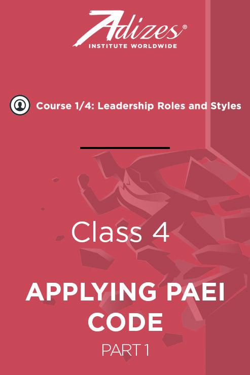 Adizes Live Course on Organizational Transformation. Slides Class 4 - APPLYING PAEI CODE TO MANAGEMENT Part 1 (English)